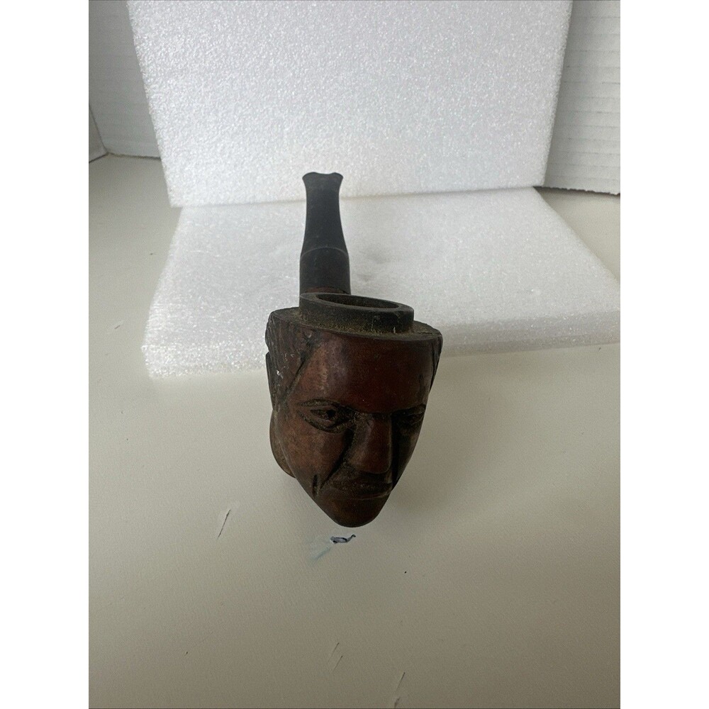 OLD MAN FACE CARVED PIPE Wooden Vintage And Rare Made In France